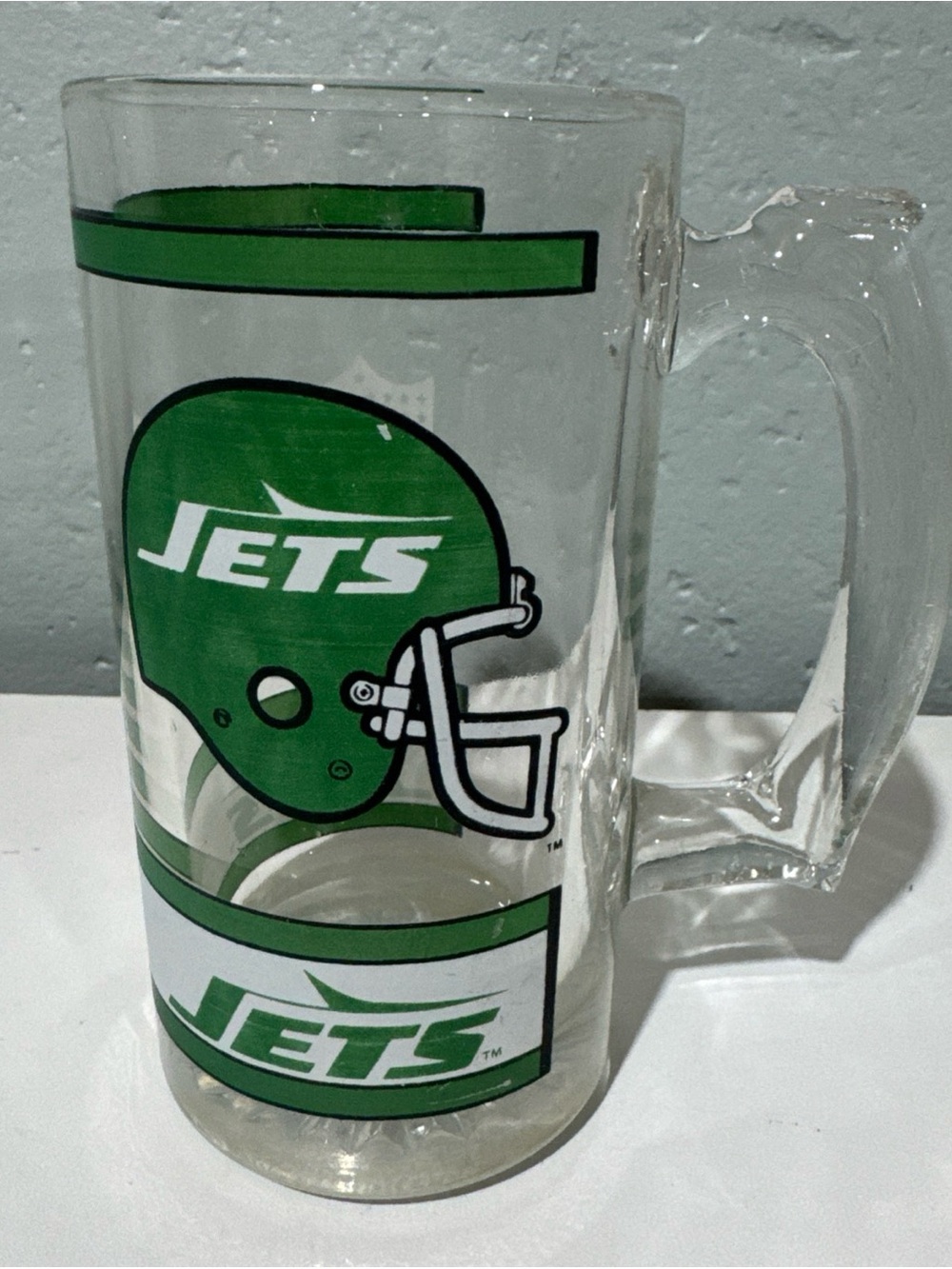 Vintage NY Jets Heavyweight Glass Beer Mug